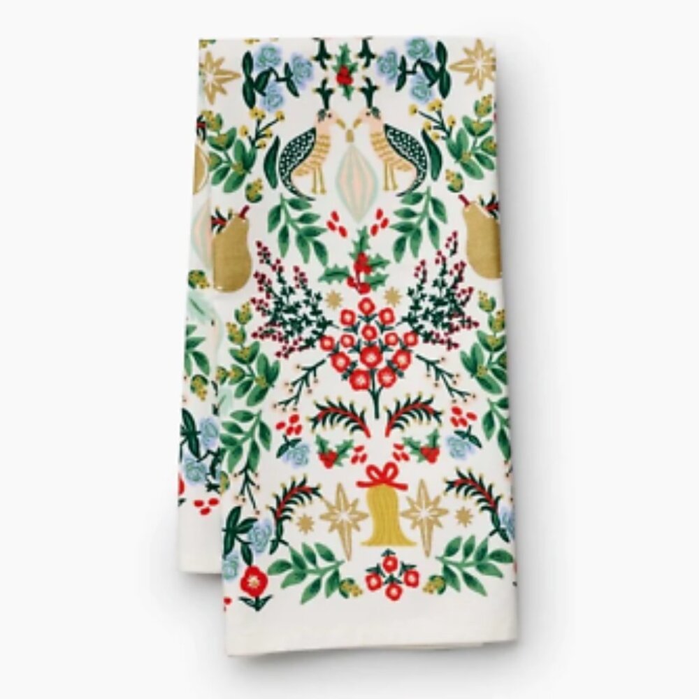 Rifle Paper Co. Partridge Christmas Tea Towel NWT